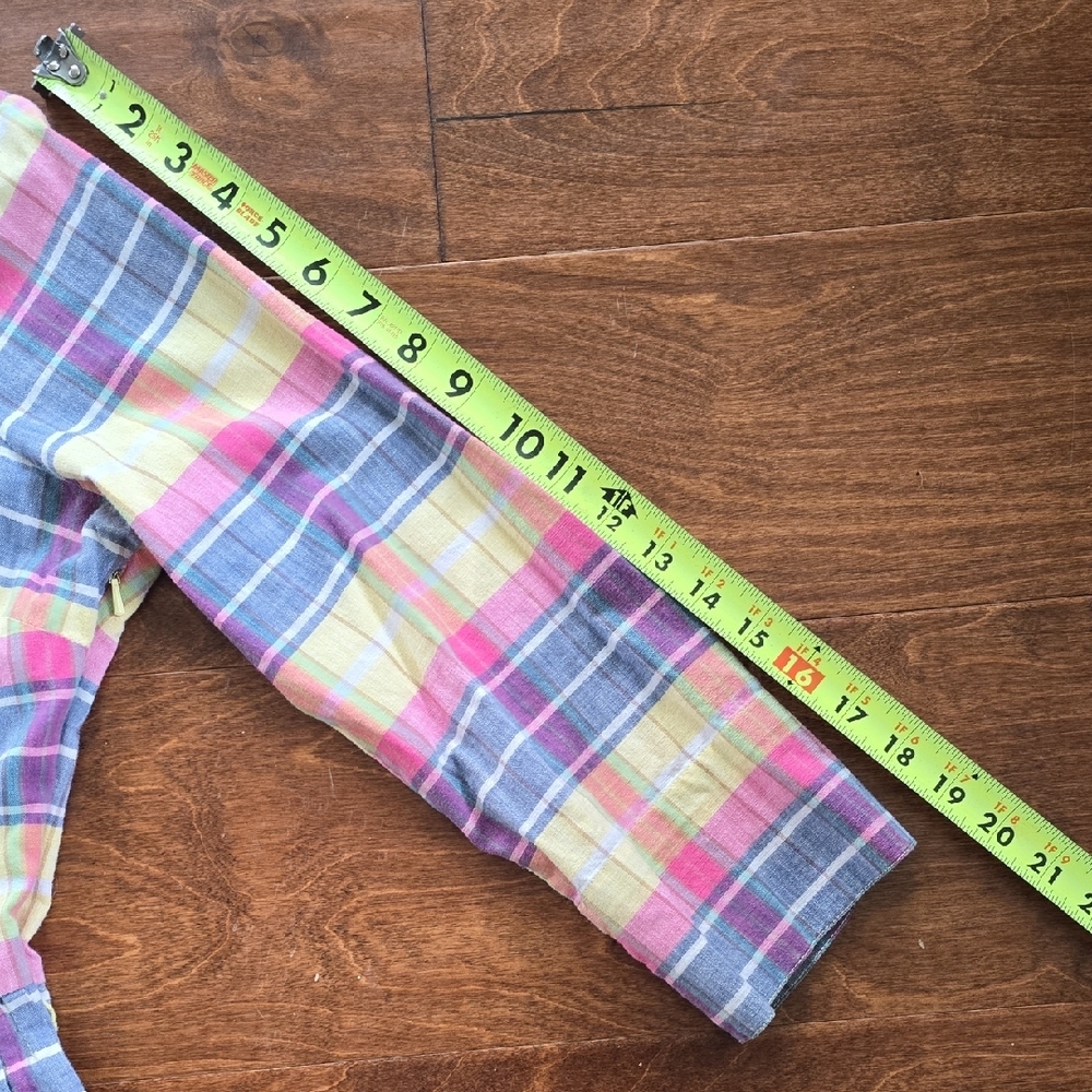 Lands' End Pastel Plaid Button‑Front Midi Dress — Pink, Yellow, Blue - Picture 7 of 7